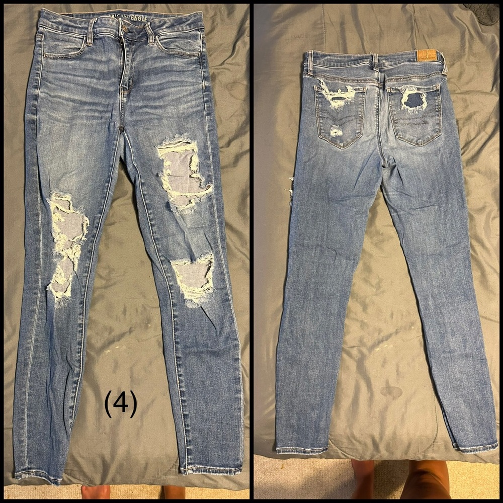 American Eagle Outfitters Blue Skinny Distressed Jeans